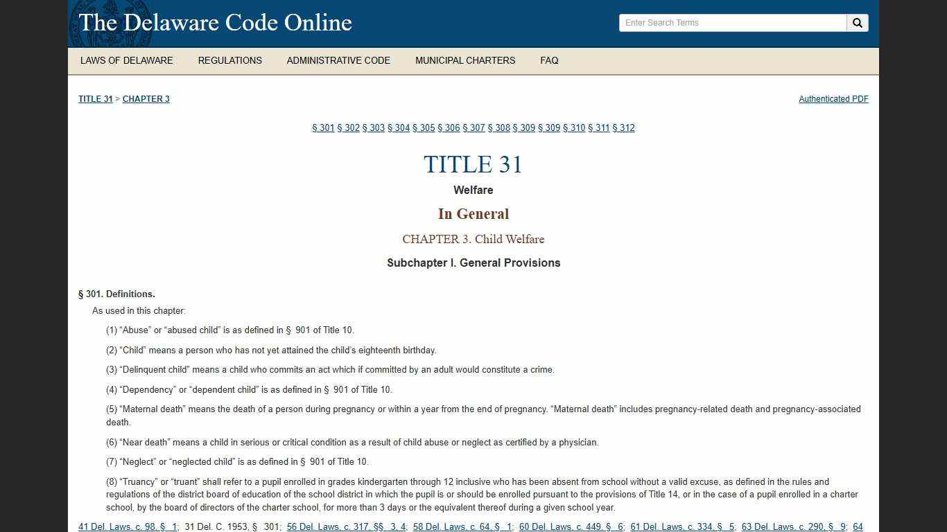 Delaware Code Online